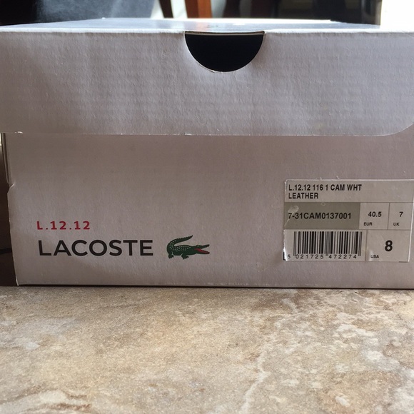 L.12..12 116 1 CAM WHT LEATHER LACOSTE SHOES - Picture 4 of 5